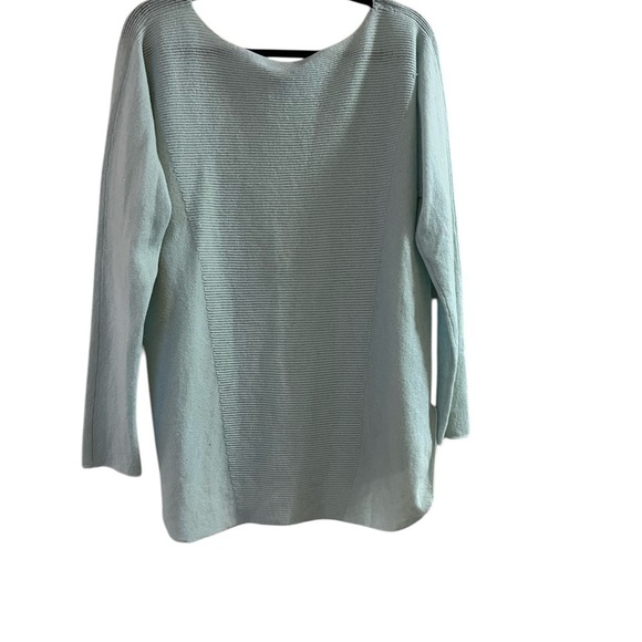 VINCE pale aqua 100% cashmere ribbed textured knit sweater - Picture 2 of 4